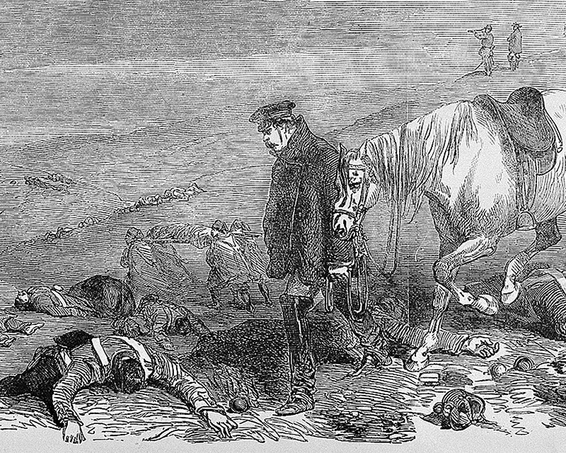‘Our artist on the battlefield of Inkerman’, Joseph Crowe in the Crimea, published in 'The Illustrated London News', 3 February 1855