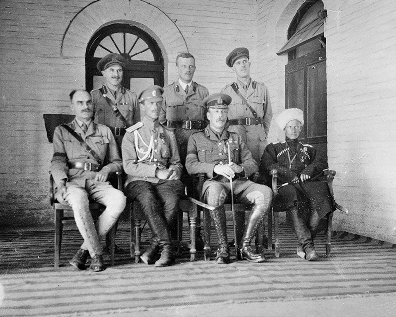Major General Money (seated, left) at General Headquarters Baghdad, Mesopotamia, April 1917
