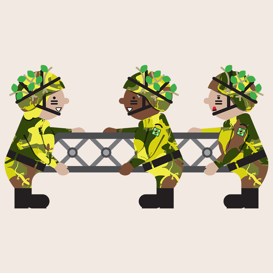 Play Base soldier building a bridge in the field