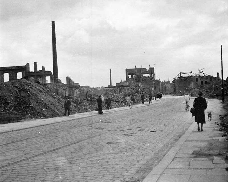 Bomb damage in Hamburg, 1945