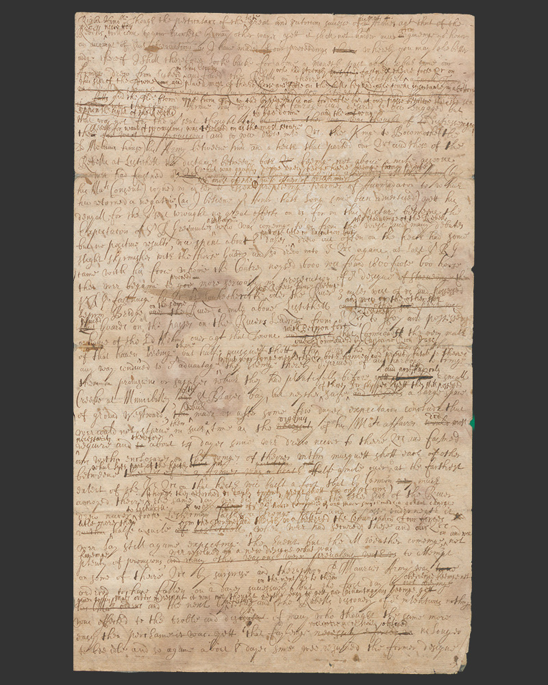 Draft letter by Sir Edward Walker, which contains an account of the Battle of Lostwithiel, 1644