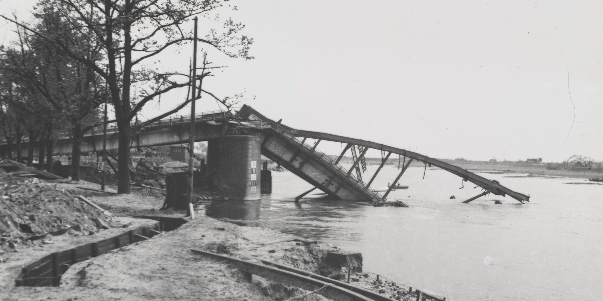 Demolished bridge, Arnhem, 1945