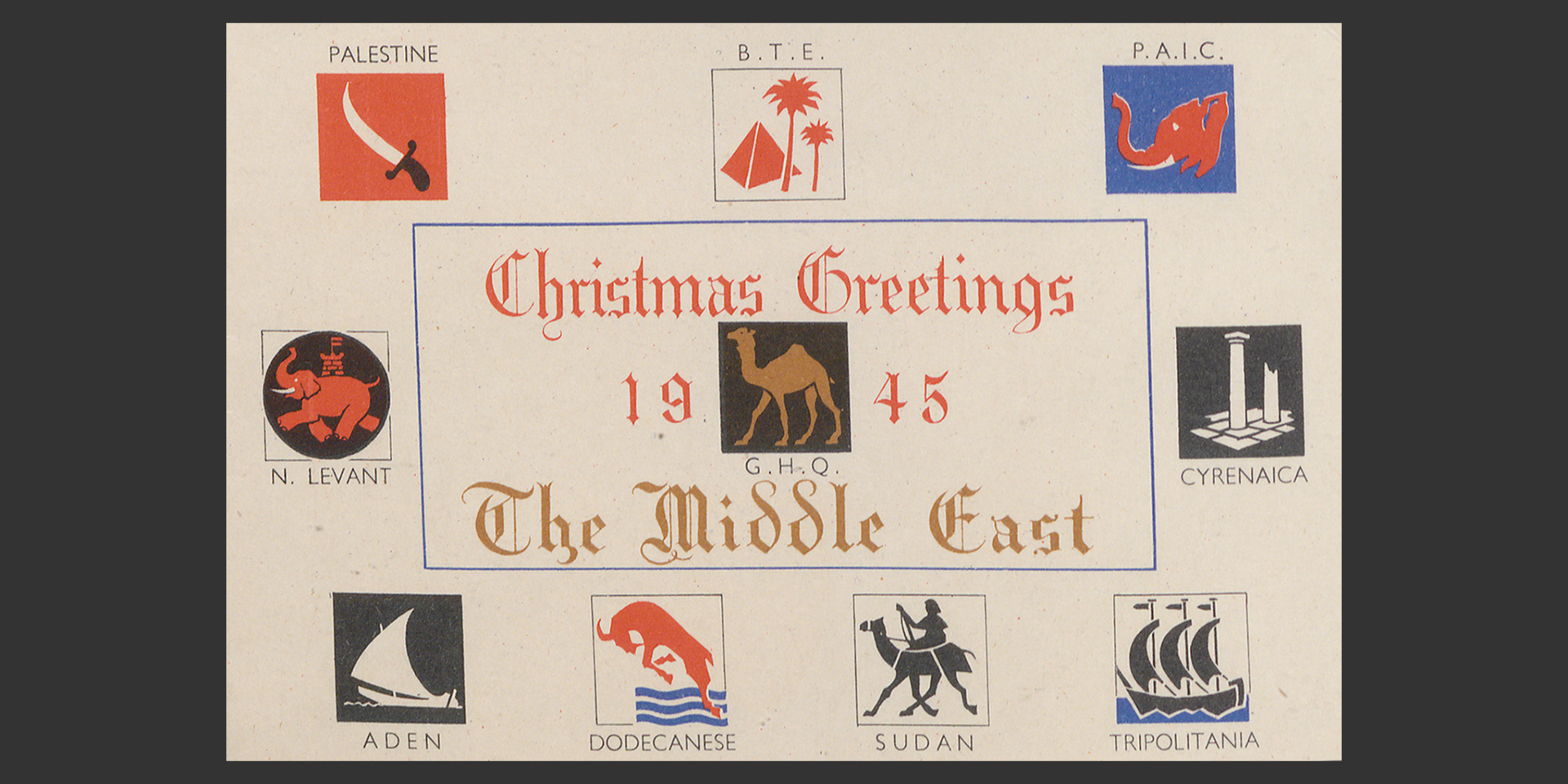 Christmas greetings card from the Middle East, 1945