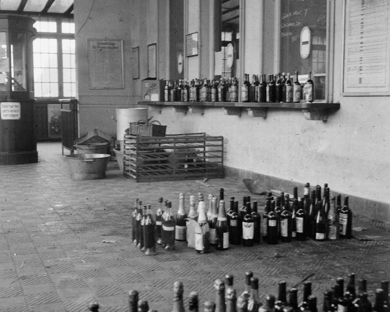 A substantial collection of bottles in a large room.