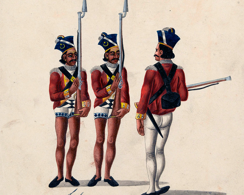 Sepoys and an Indian officer, c1815