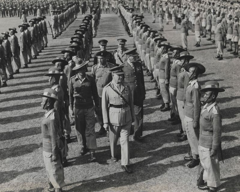 Field Marshal Wavell, the Viceroy of India, inspecting the 8th Gurkha Rifles