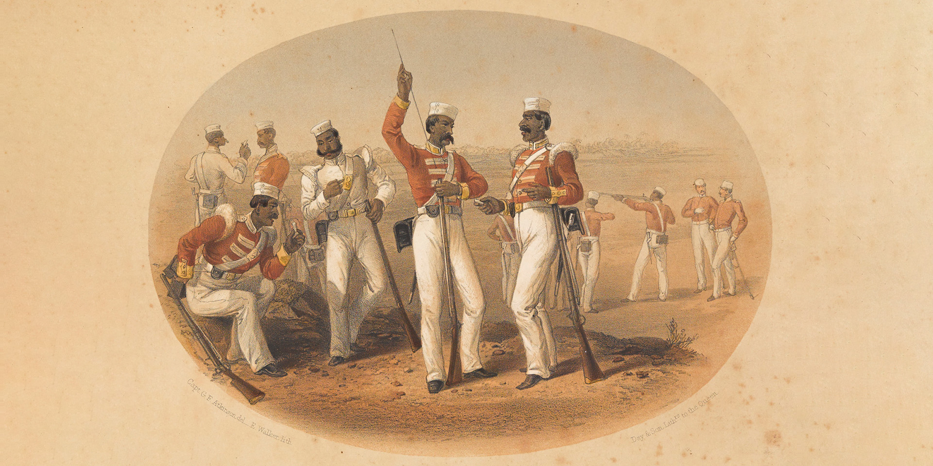 Sepoys at rifle practice, 1857