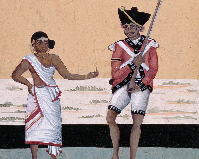 Sepoy of Madras Native Infantry and his wife, c1810
