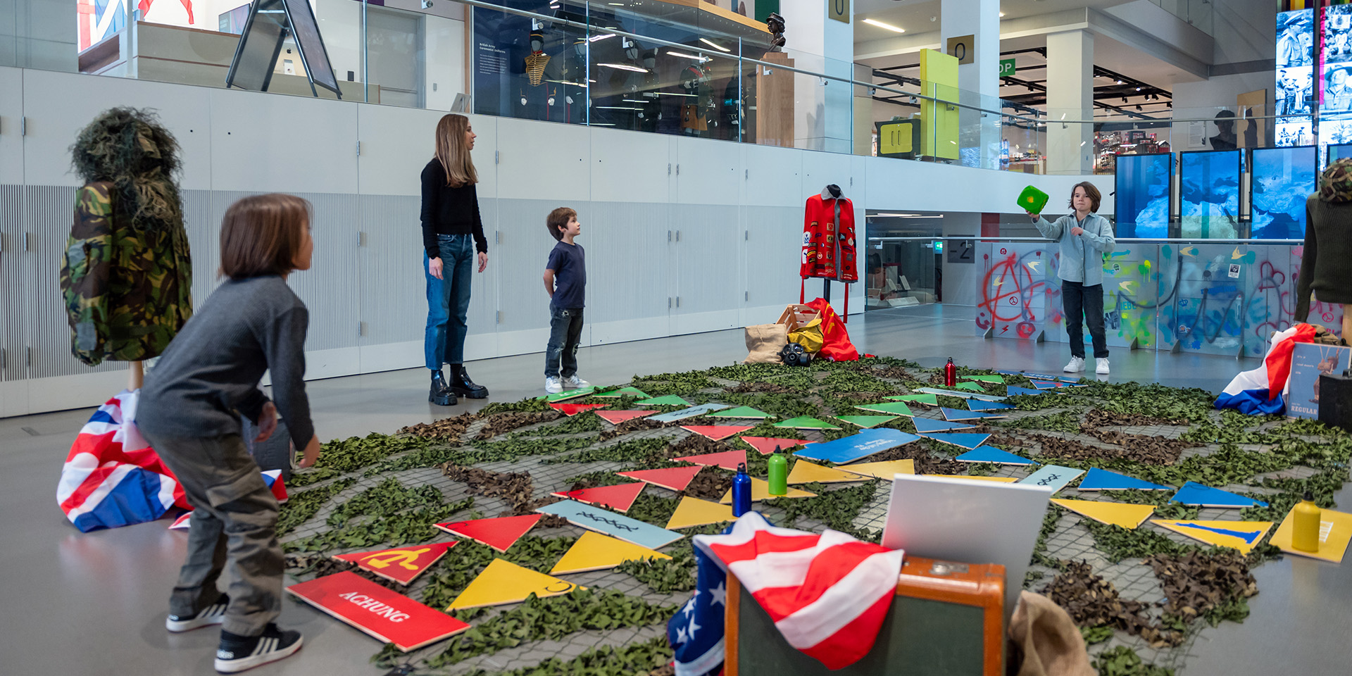 Children playing the Soldiers' Challenge Giant Game