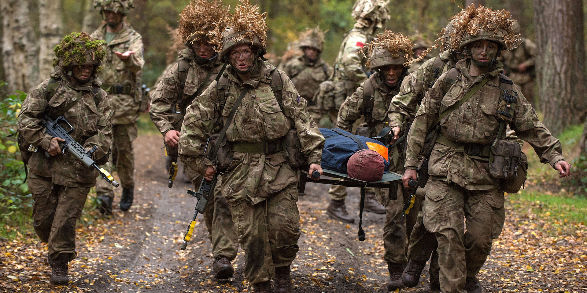 ‘Stretcher race’, Exercise Final Fling, London Army Training Centre, Pirbright, 2015