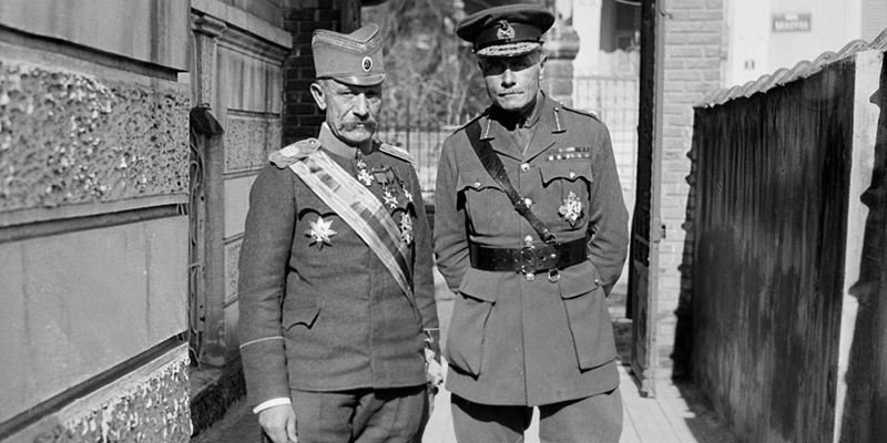 Field Marshal Živojin Mišić, commander of the Serbian First Army, and Lieutenant General George Milne, commander of the British forces at Salonika