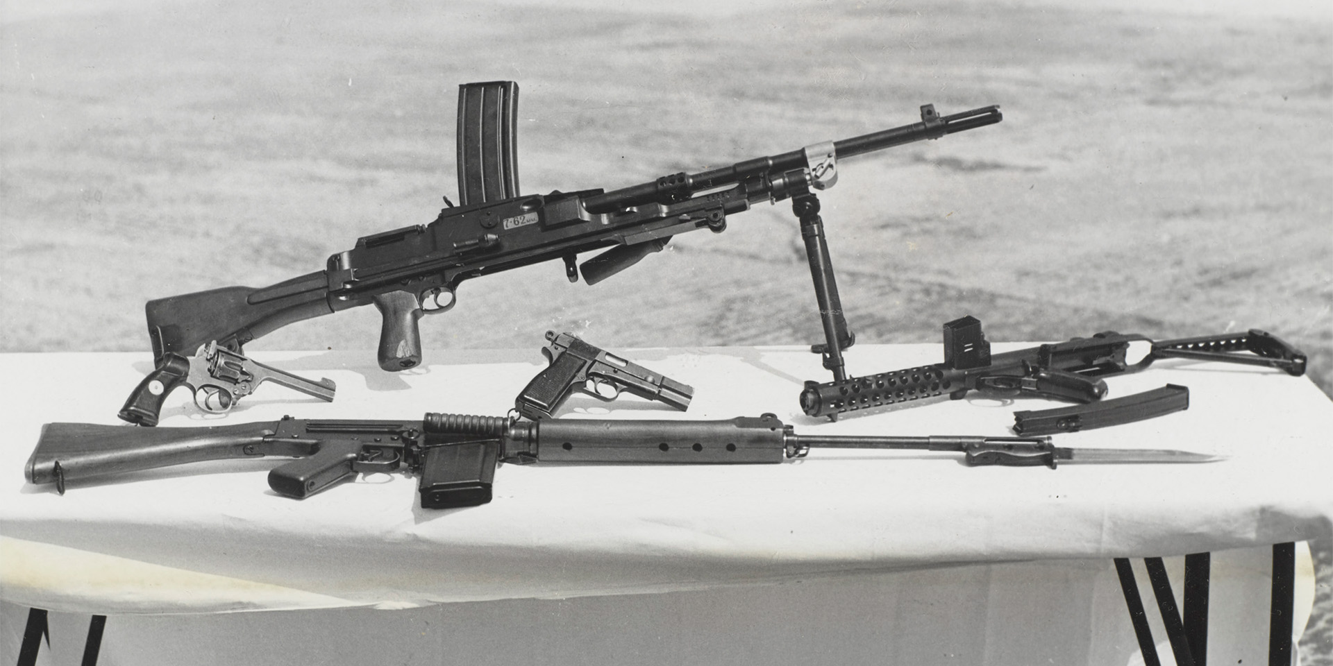 A table of military firearms