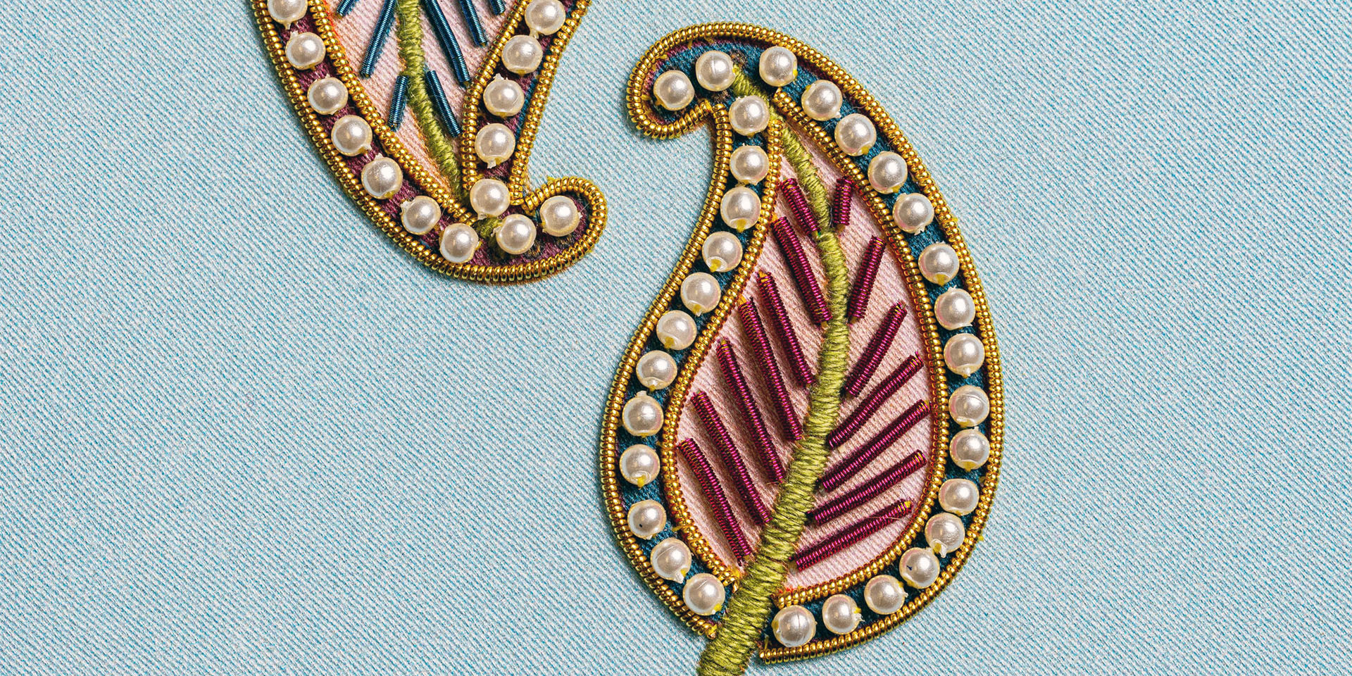 An example of paisley leaf embroidery