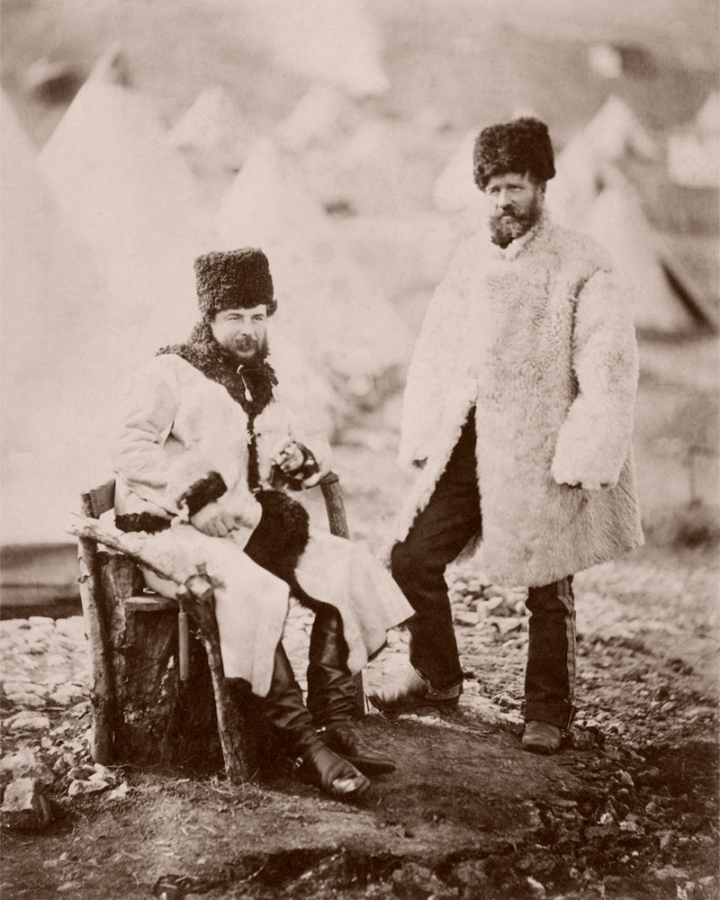 Captain Brown and servant in winter dress, Crimea, c1855