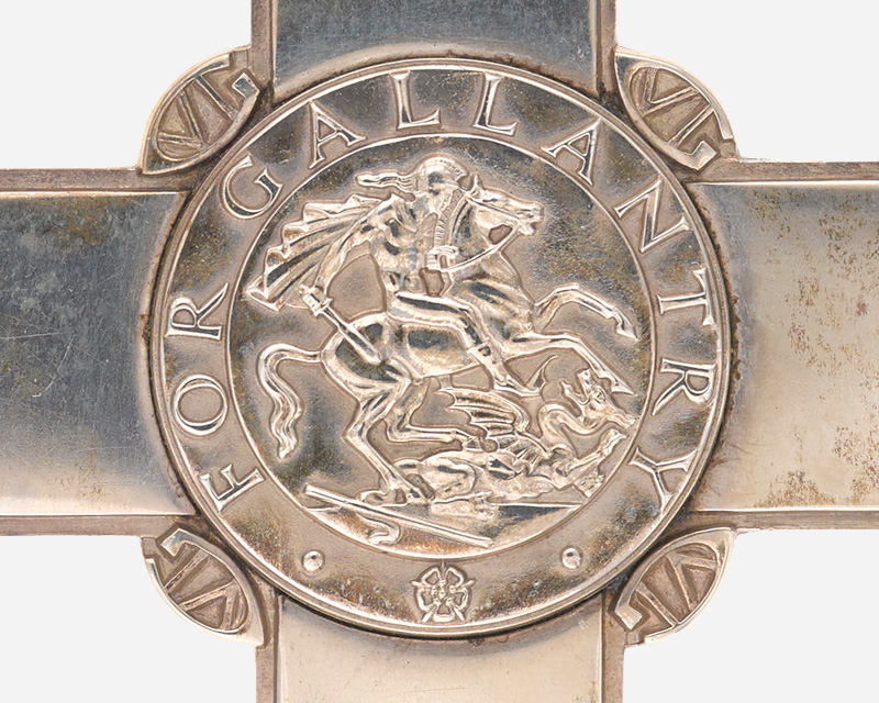 Detail of the design of a George Cross medal showing St George and the dragon