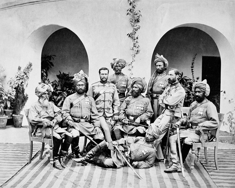 Group portrait of British and Indian officers of Queen Victoria's Own Corps of Guides, 1879
