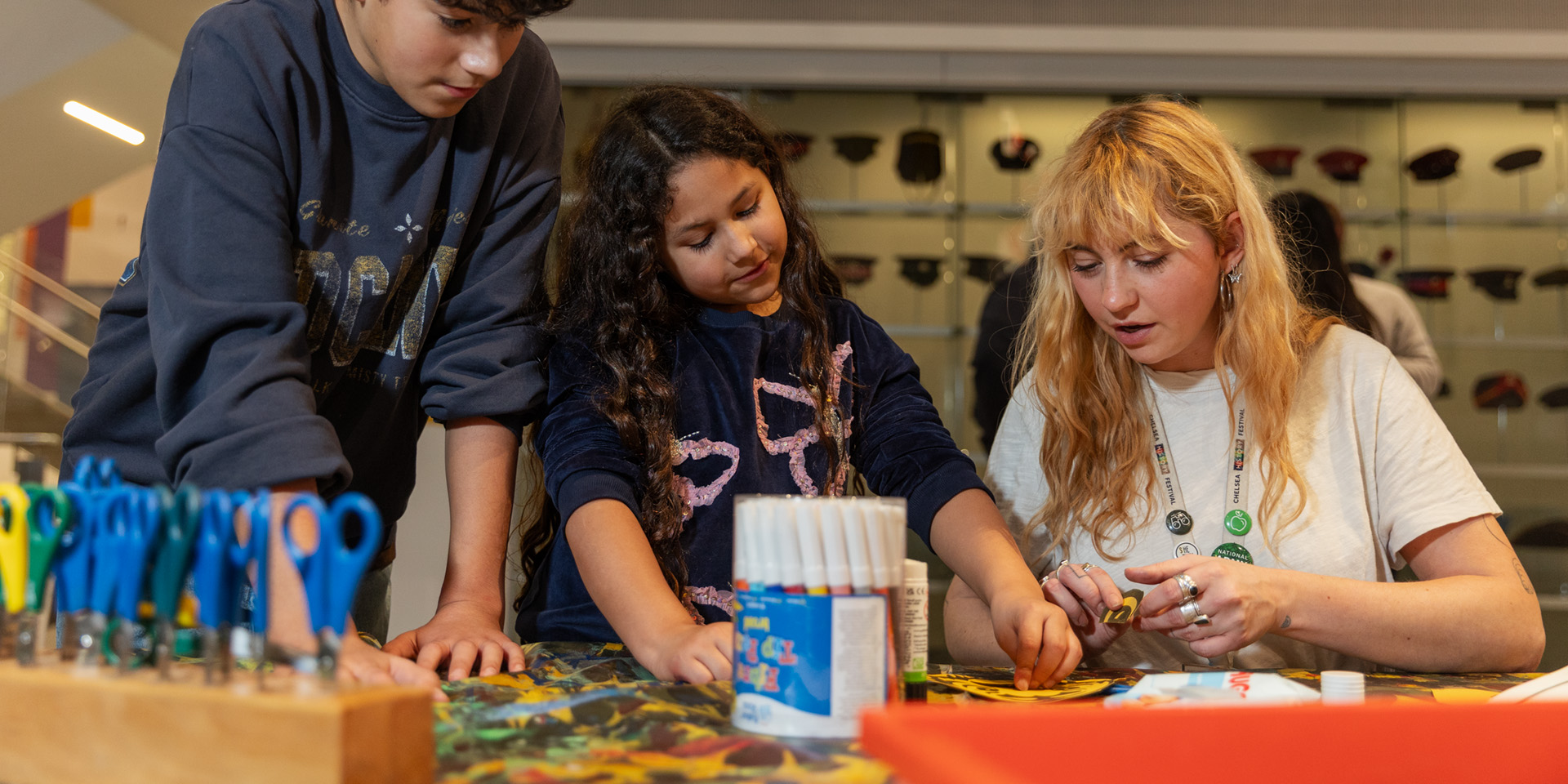 Children taking part in a creative workshop at the National Army Museum