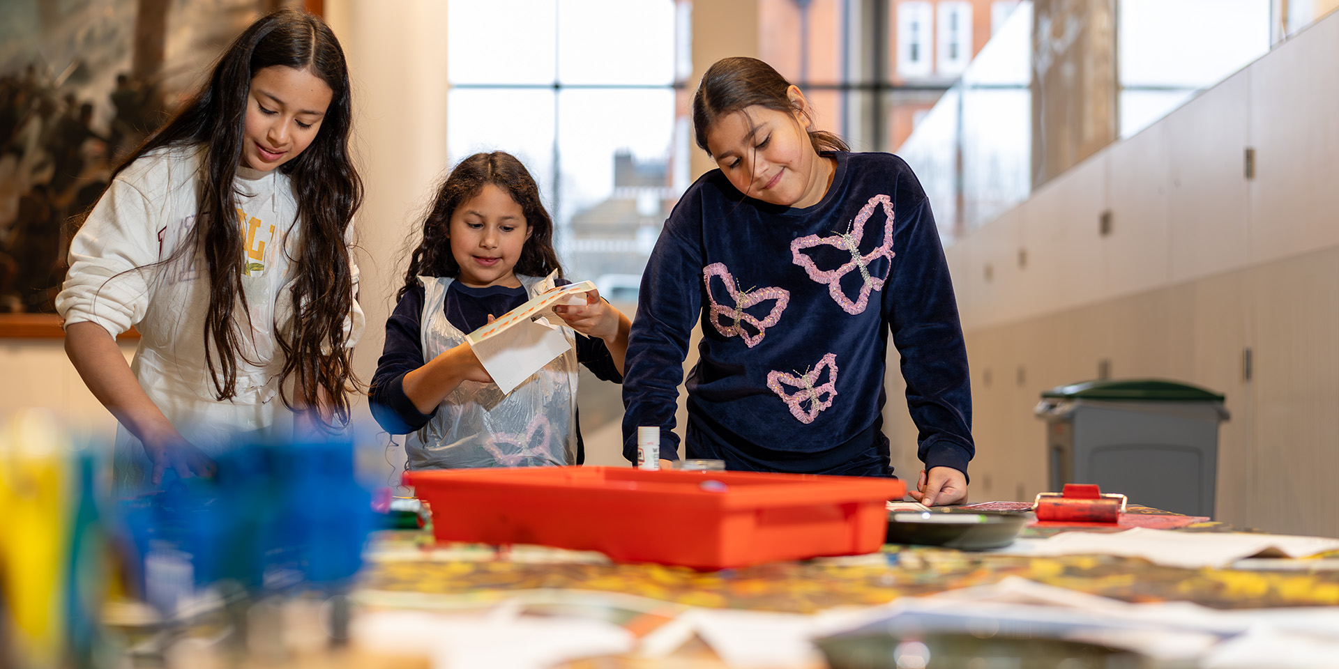 Children taking part in a craft workshop
