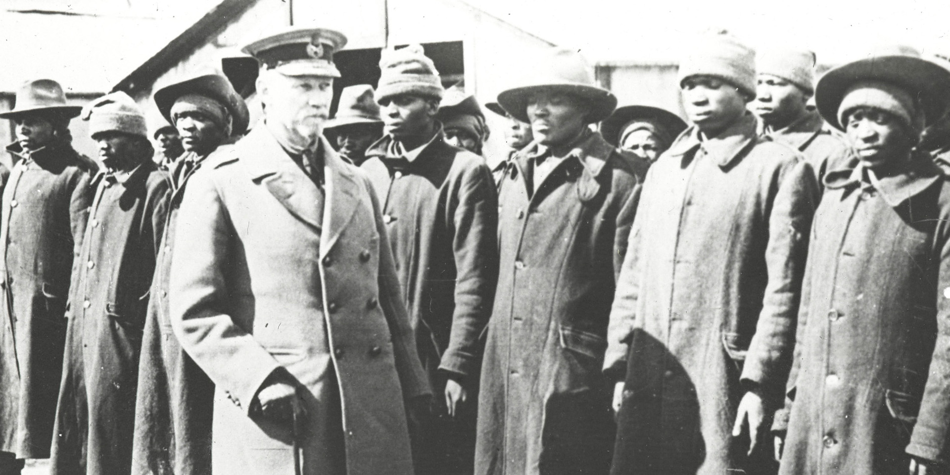 General Jan Smuts visiting African labourers on the Western Front, 1917 