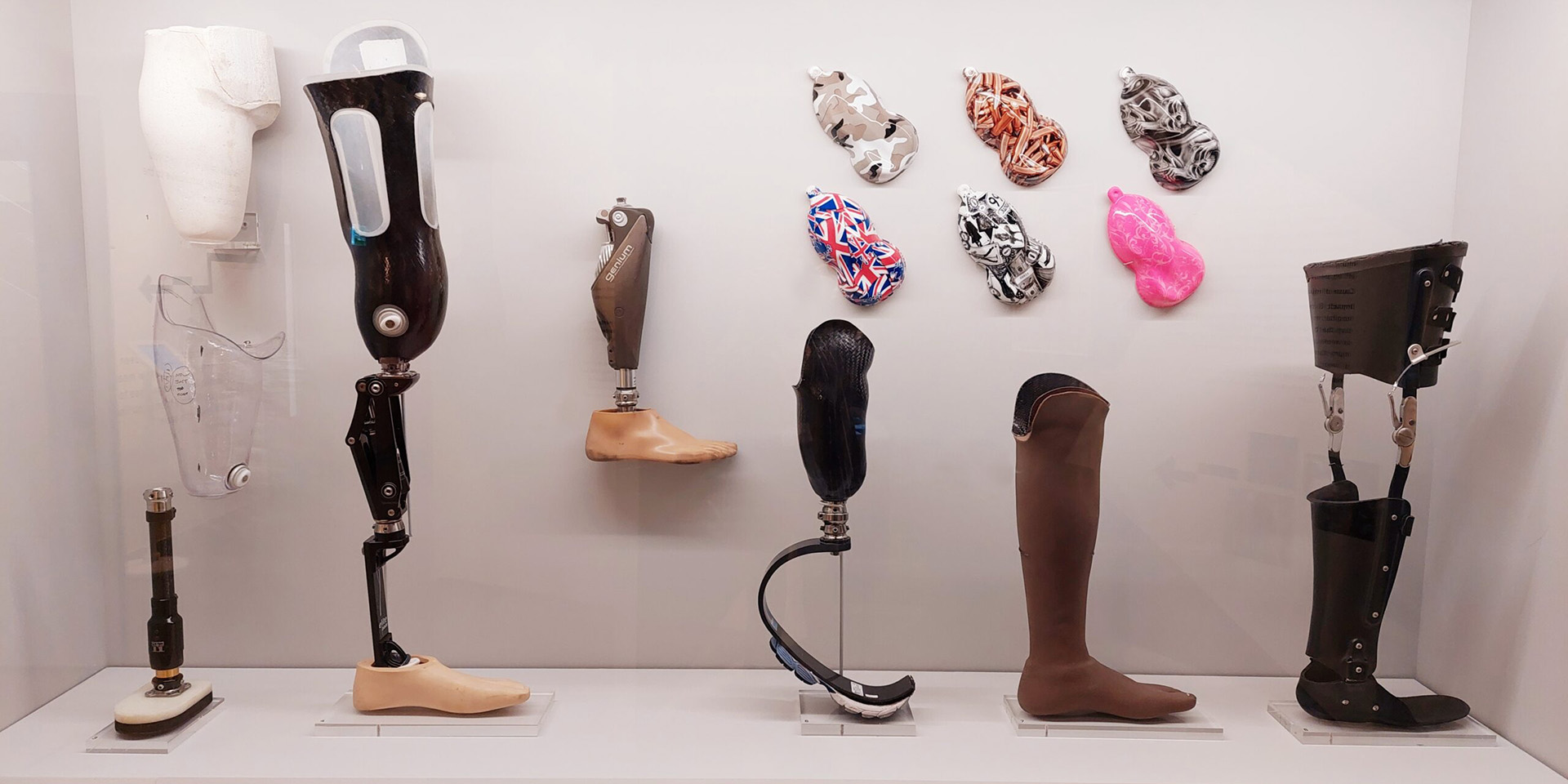 A display showing the kinds of prosthetics used by military veterans