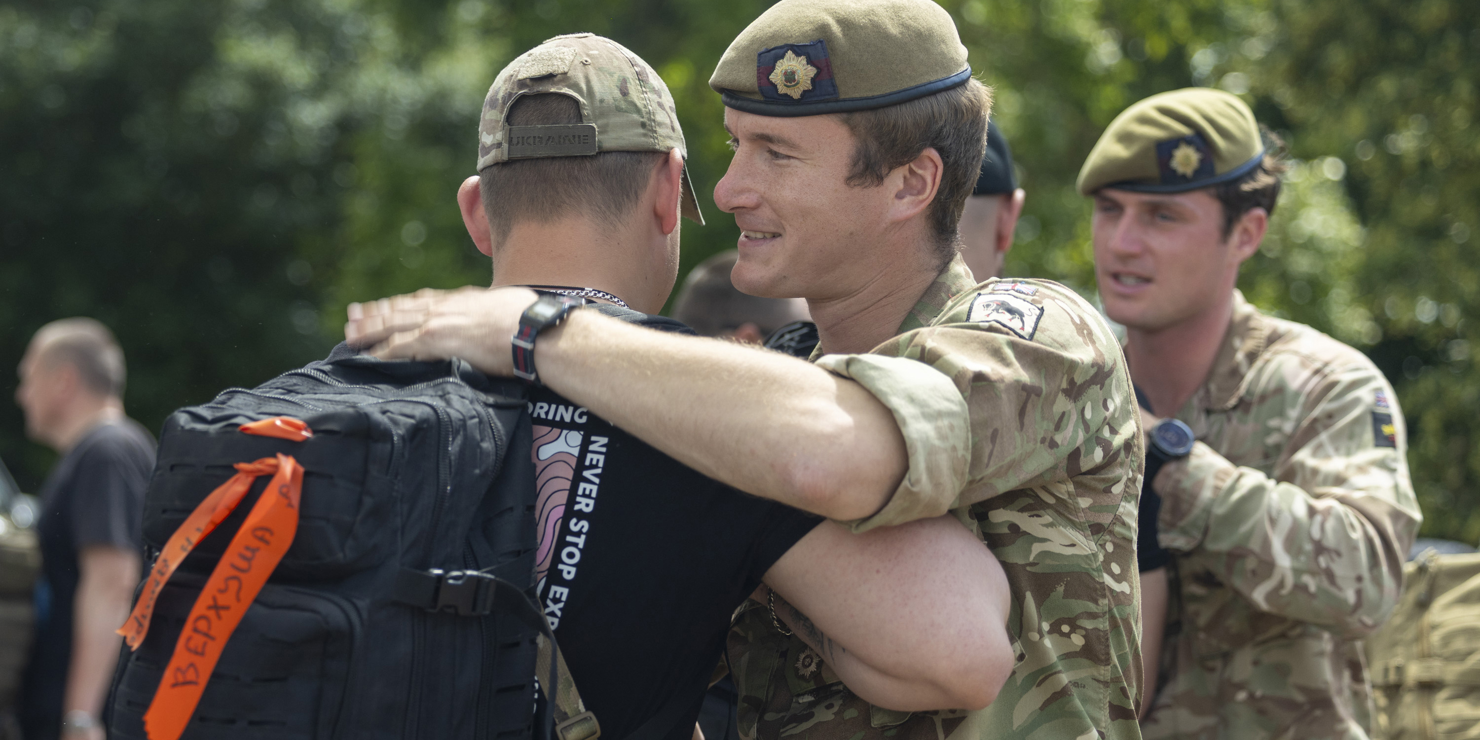 1 British soldiers welcoming Ukrainian soldiers during Interflex