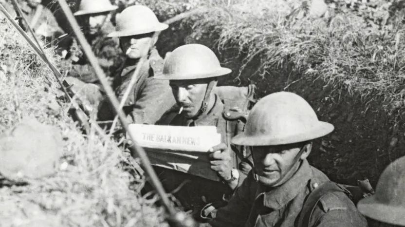 British soldiers in a trench, Macedonia, 1917