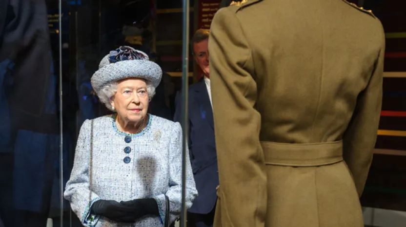 Queen Elizabeth II views her old uniform at NAM, 2017