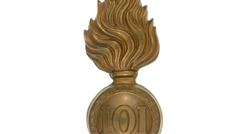 Other ranks' busby badge, 101st Regiment of Foot (Royal Bengal Fusiliers), c1862