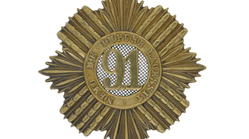 Glengarry badge, 91st (Princess Louise's Argyllshire Highlanders) Regiment, c1874