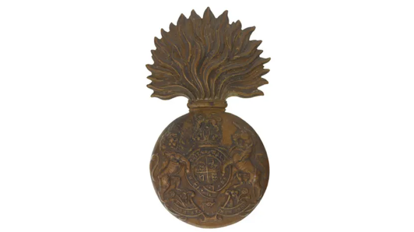 Other ranks' bearskin badge, The Royal Scots Fusiliers, c1902