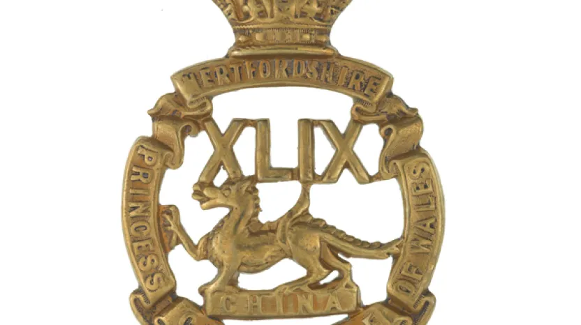 Glengarry badge, 49th (Princess Charlotte of Wales's) (or Hertfordshire) Regiment, c1874