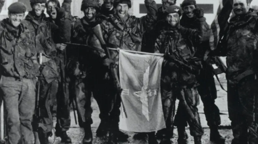 Members of 3 Para celebrate victory, 1982