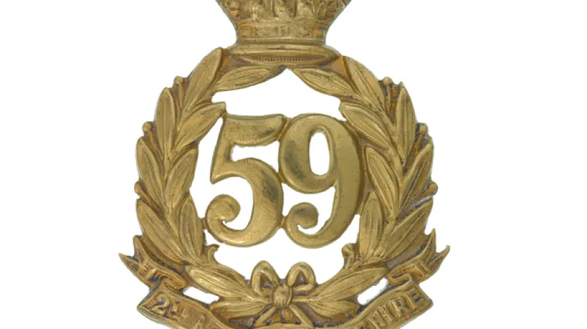 Glengarry badge, other ranks, 59th (2nd Nottinghamshire) Regiment of Foot, c1874