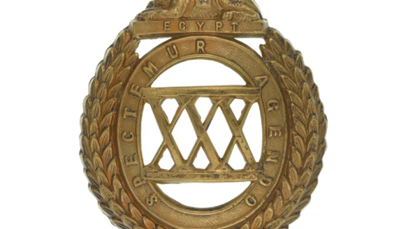 Glengarry badge, 30th (Cambridgeshire) Regiment of Foot, c1874