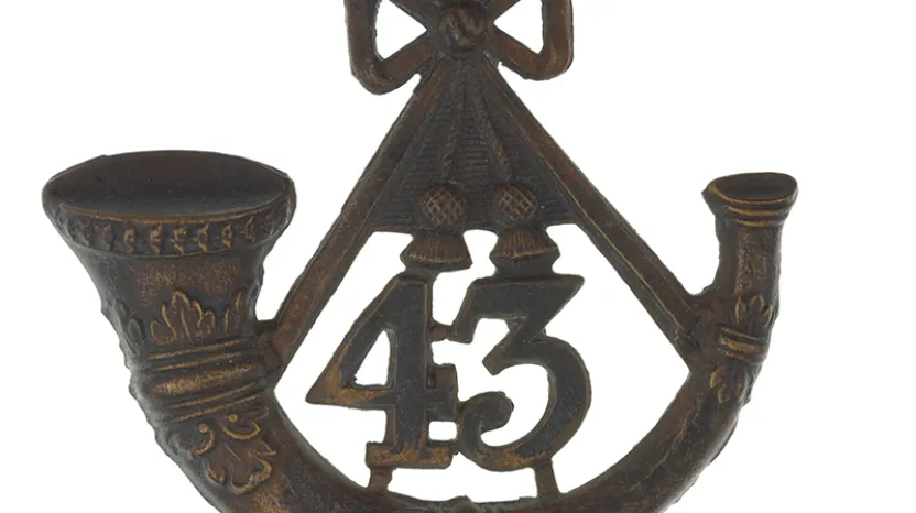 Cap badge, 43rd Light Infantry, c1871