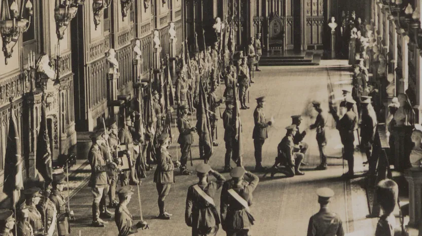 The reception of the Colours of the disbanded Irish regiments, Windsor Castle, 1922