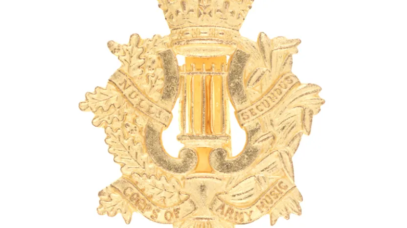 Cap badge, Corps of Army Music, c2019 