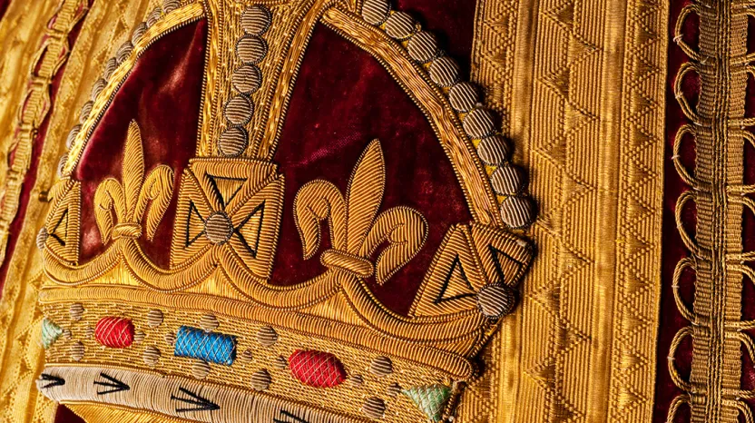Detail from a State Trumpeter's coat worn at the Delhi Durbar of 1911