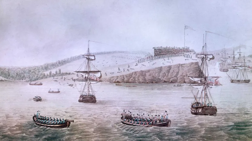 The British landing at Fort Oswego, Lake Ontario, on 6 May 1814