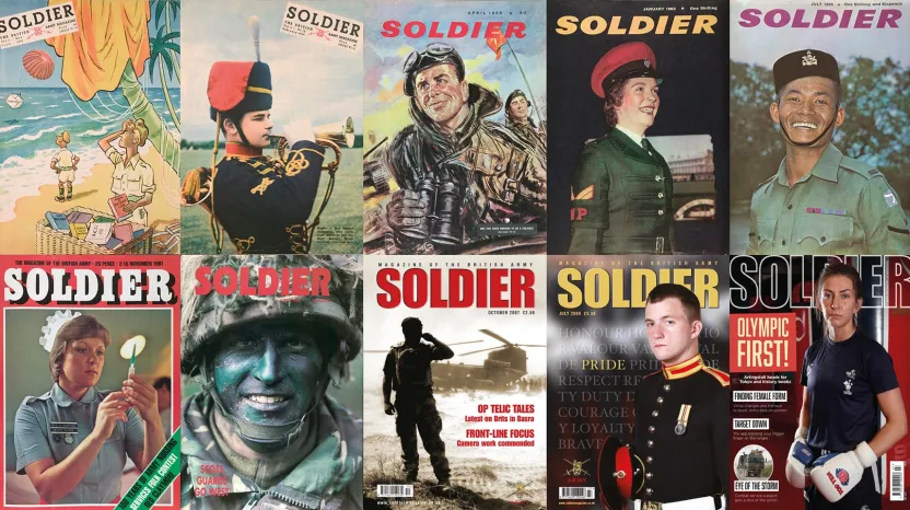 A collage of 'Soldier' magazine covers