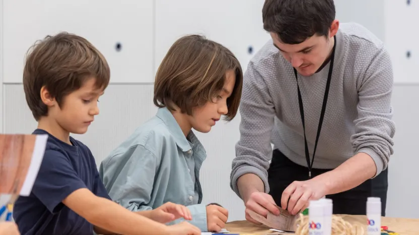 Family participating in a workshop