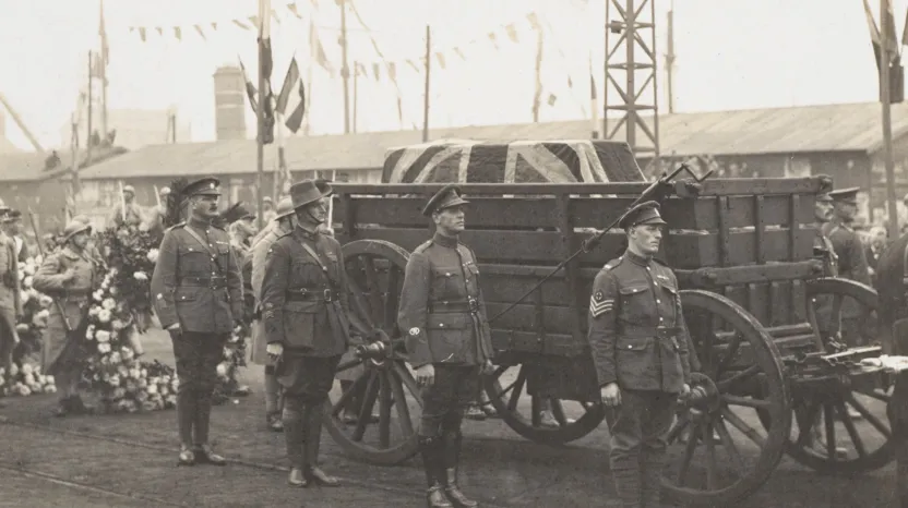 The Unknown Warrior prior to embarkation at Boulogne, 1920