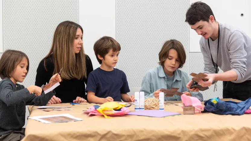 Family participating in a workshop