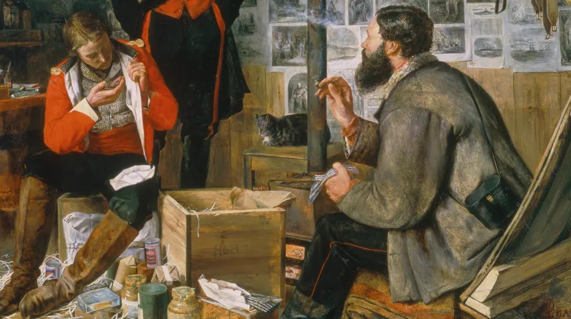 Detail from the painting ' A Welcome Arrival, 1855'