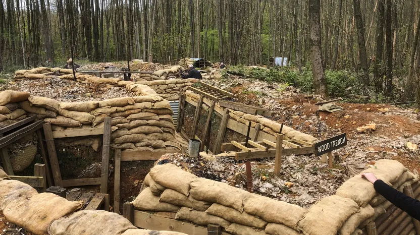 Replica First World War trench system