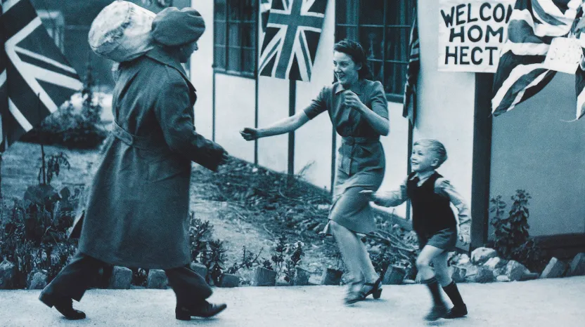 Detail from a commemorative poster to mark the 50th anniversary of VE/VJ Day, 1995