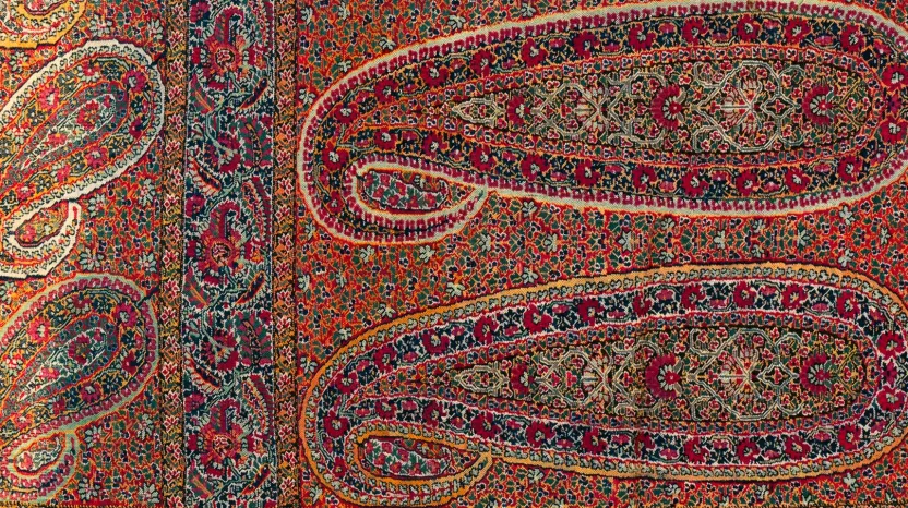 Detail from a Kashmir shawl owned by Lady Charlotte Lawrence, c1850