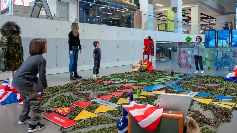 Children playing the Soldiers' Challenge Giant Game