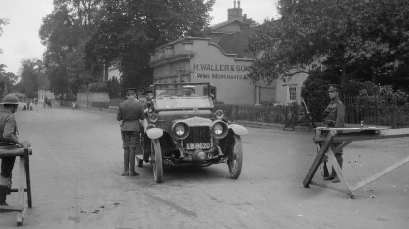 Territorial forces checking people's papers at a roadblock