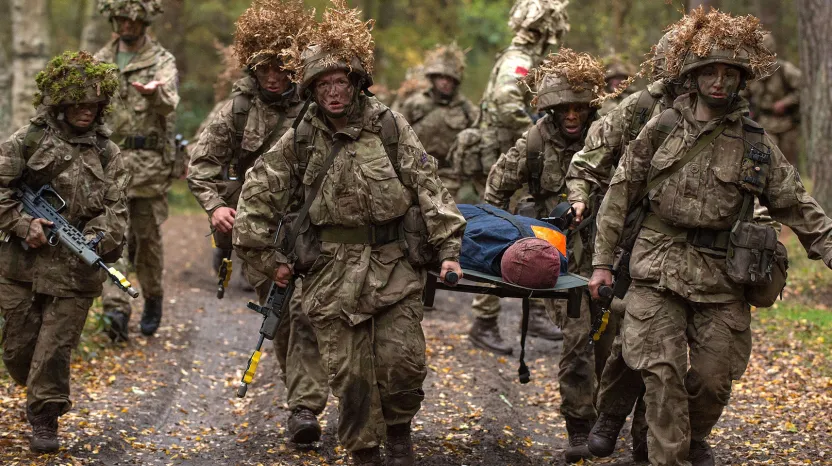 ‘Stretcher race’, Exercise Final Fling, London Army Training Centre, Pirbright, 2015
